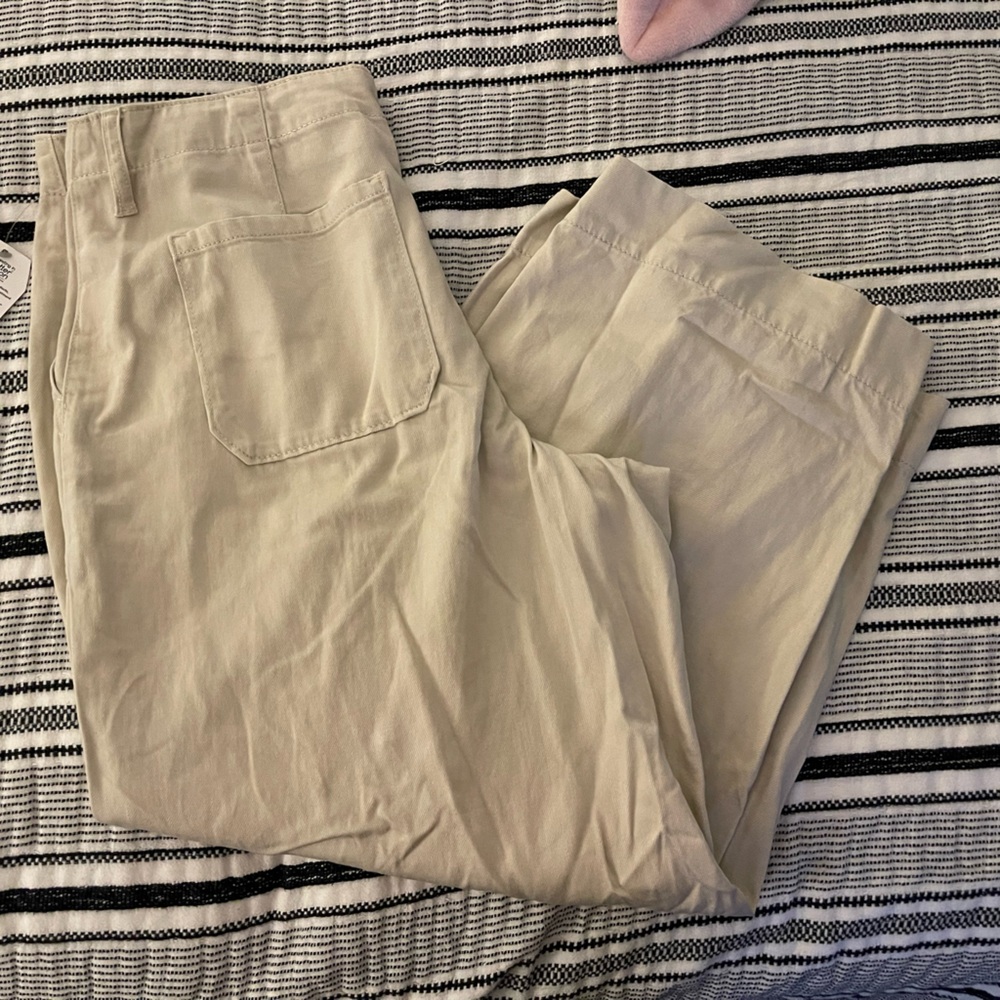 High rise Cream Wide Leg Pants